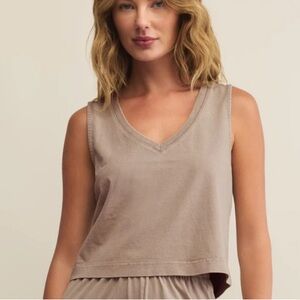 Z Supply Sleeveless V-Neck Tank Top in Taupe